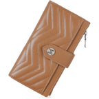 Telena RFID Wallet Women Leather Credit Card Holder Slim Bifold Wallets with Zipper Pocket Brown