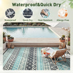 Montvoo Outdoor Rug Carpet Waterproof-Patio Rug Mat 5X8 Reversible Rv Outdoor Camping Rugs Picnic Beach Mats Plastic Straw Outside Rugs For Balcony Porch Pool Deck Boho Patio Decor
