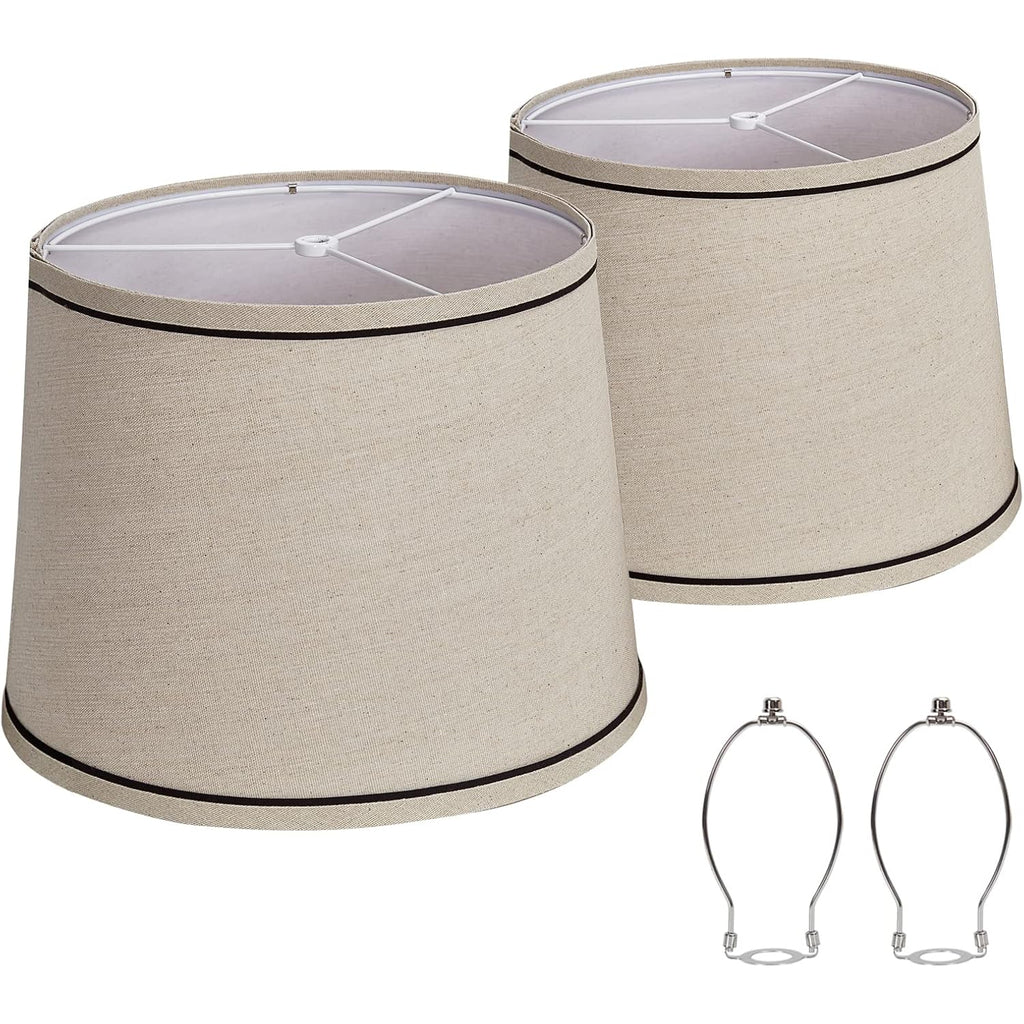 Lampshades Medium Set Of 2 For Table/ Floor Lamps, High, Medium Fabric Drum Lampshades, 13" Top X 11" Bottom X 10" Lampshades, Harp Holder Included
