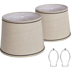 Lampshades Medium Set Of 2 For Table/ Floor Lamps, High, Medium Fabric Drum Lampshades, 13" Top X 11" Bottom X 10" Lampshades, Harp Holder Included
