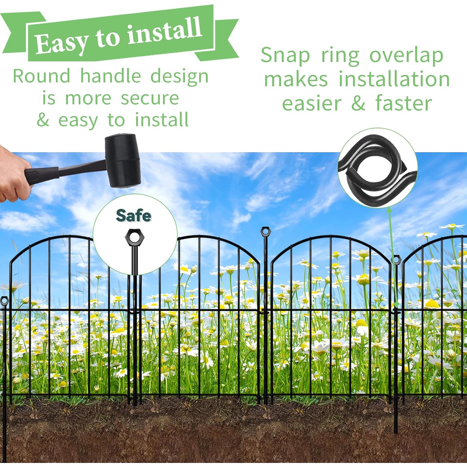 Decorative Garden Fence 17In X10Ft, 10 Pack Rustproof Metal No Dig Fence Animal Barrier For Dog, Arched Flower Bed Edging Ornamental Wire Border Panel Fencing For Yard Patio Outdoor Decor