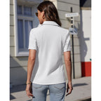Siliteelon Women'S Button Down Shirts Slim Fit Short Sleeve Stretch Dress Shirts Wrinkle-Free Solid Work Blouse