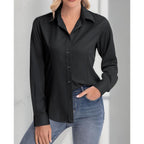 Womens Classic-Fit Dress Shirts Long Sleeve Button Down Wrinkle-Free Stretch Solid Casual Work Office Blouse Top