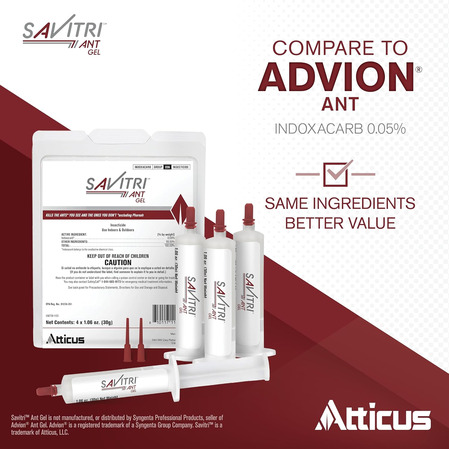 Atticus Savitri Ant Gel Bait (4 X 30 Grams) - Indoor And Outdoor Ant Killer