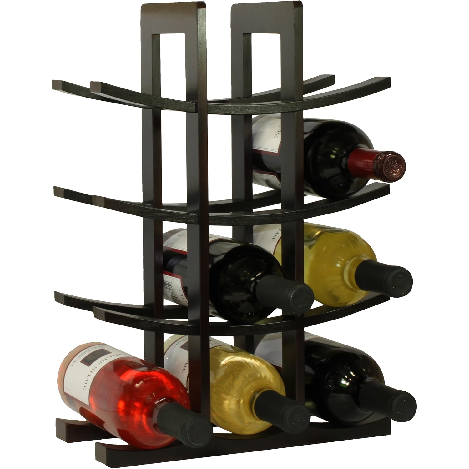Oceanstar Wr1132 12-Bottle Bamboo Wine Rack, Dark Espresso