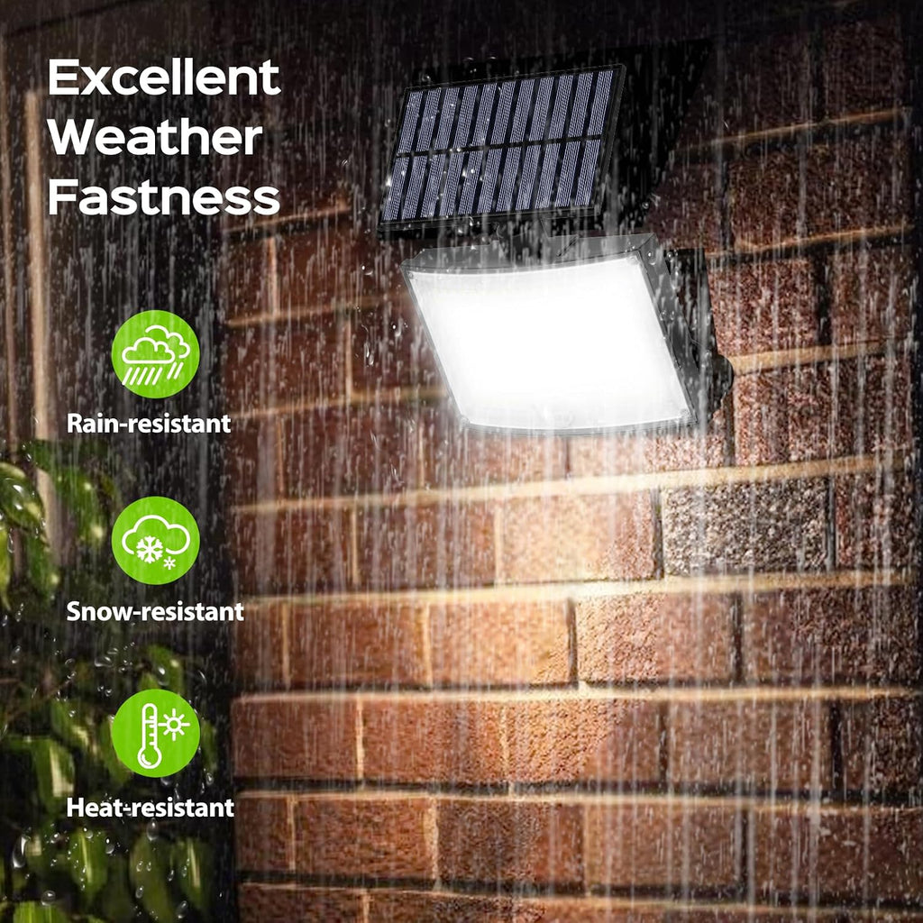 Solar Outdoor Lights, 202 Leds Flood Lights With 16.4 Ft Cable, Remote Control Solar Motion Sensor Outdoor Lights, 3 Modes Solar Powered Security Lights For Outside Patio, Yard, Garage, 2 Pack