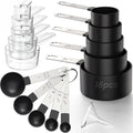 16Pcs Measuring Cups And Spoons Set, Measuring Spoon Set With Metric And Us Measurements, Fits For Measuring Dry And Liquid - Black