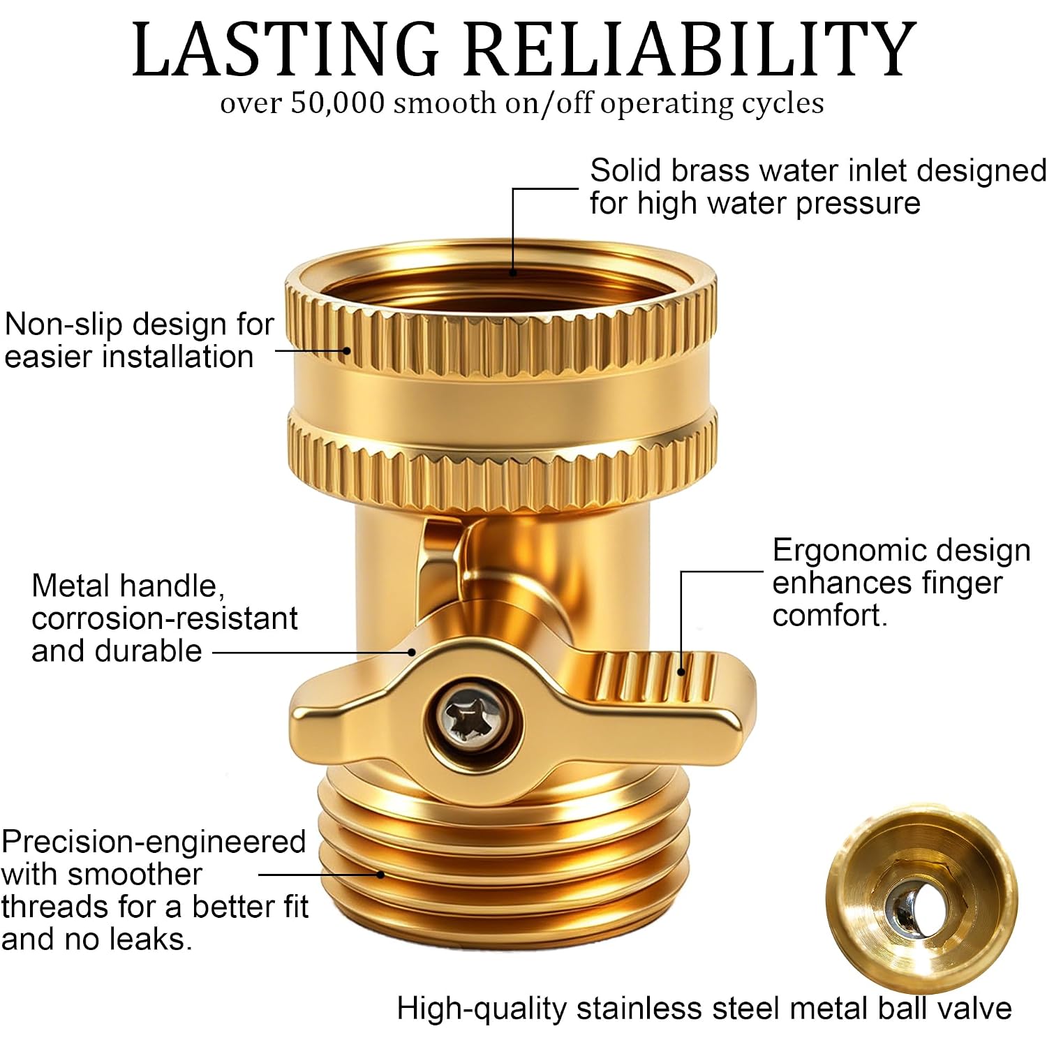 Brass Garden Hose Shut Off Valve, 4 Pack Heavy Duty 3/4 Inch Solid Brass Garden Hose Shut Off Valve With 4 Extra Rubber Washers