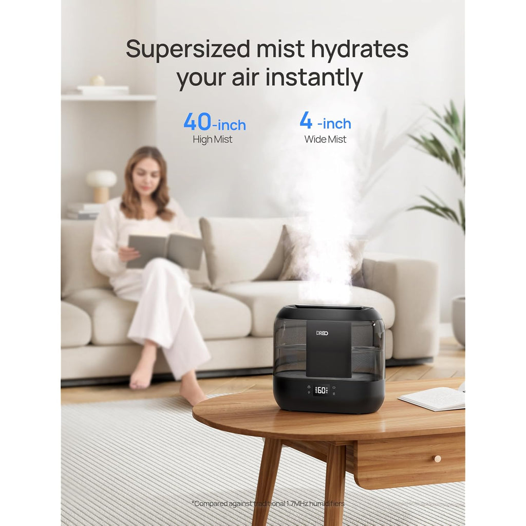 Dreo Smart Humidifiers For Bedroom, 4L Cool Mist Humidifier | Top Fill, Quiet Sleep 28 Db, 36H Runtime For Large Room, Touch/App/Voice Control, Nightlight, Ideal For Baby, Plants, Nursery