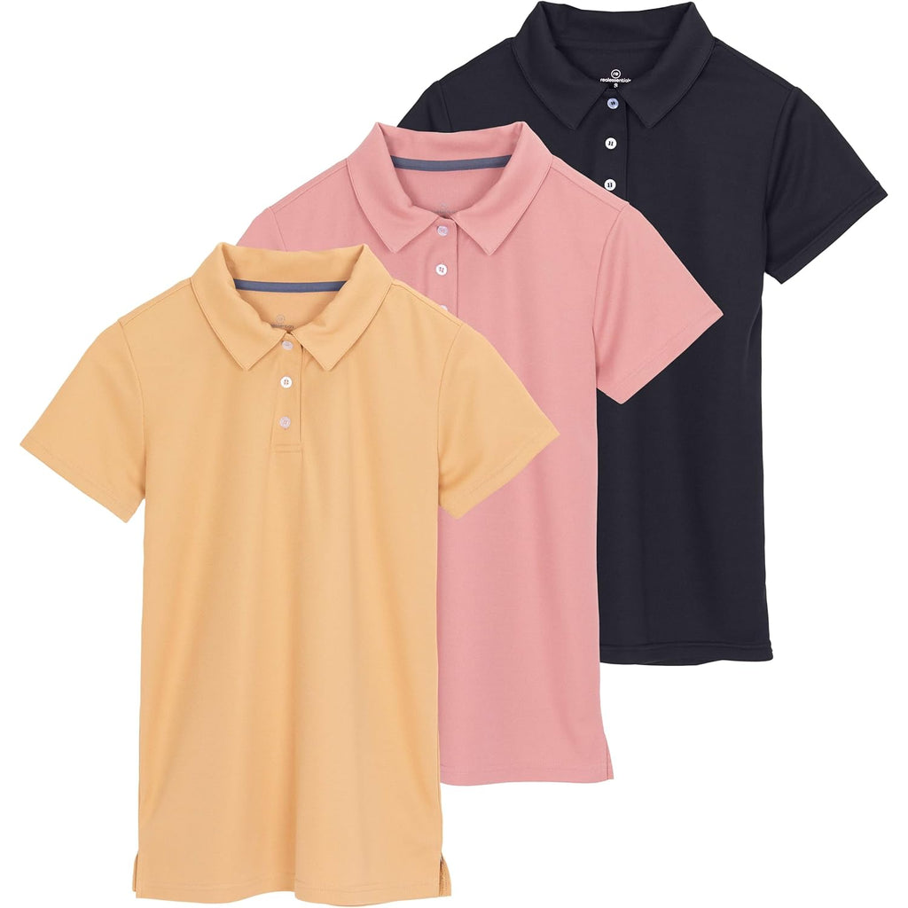 3 Pack: Womens Short Sleeve Dry-Fit Performance Polo Shirt (Available in Plus)
