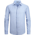 Alex Vando Mens Linen Long Sleeve Casual Button Down Shirt For Men Beach Wedding Shirts