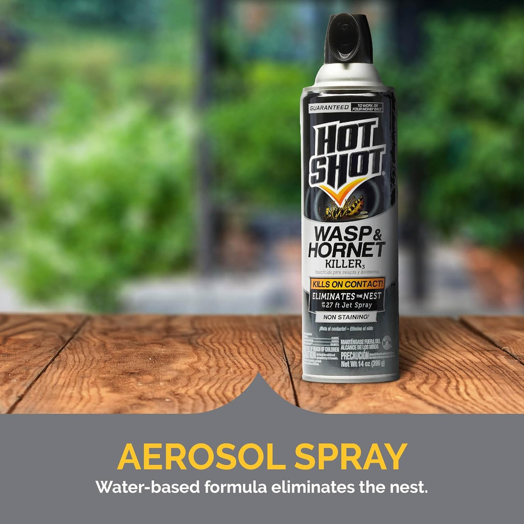 Hot Shot Wasp And Hornet Killer 17.5 Ounces, Bonus Size, Up To 27-Foot Jet Spray, 12 Pack, Black