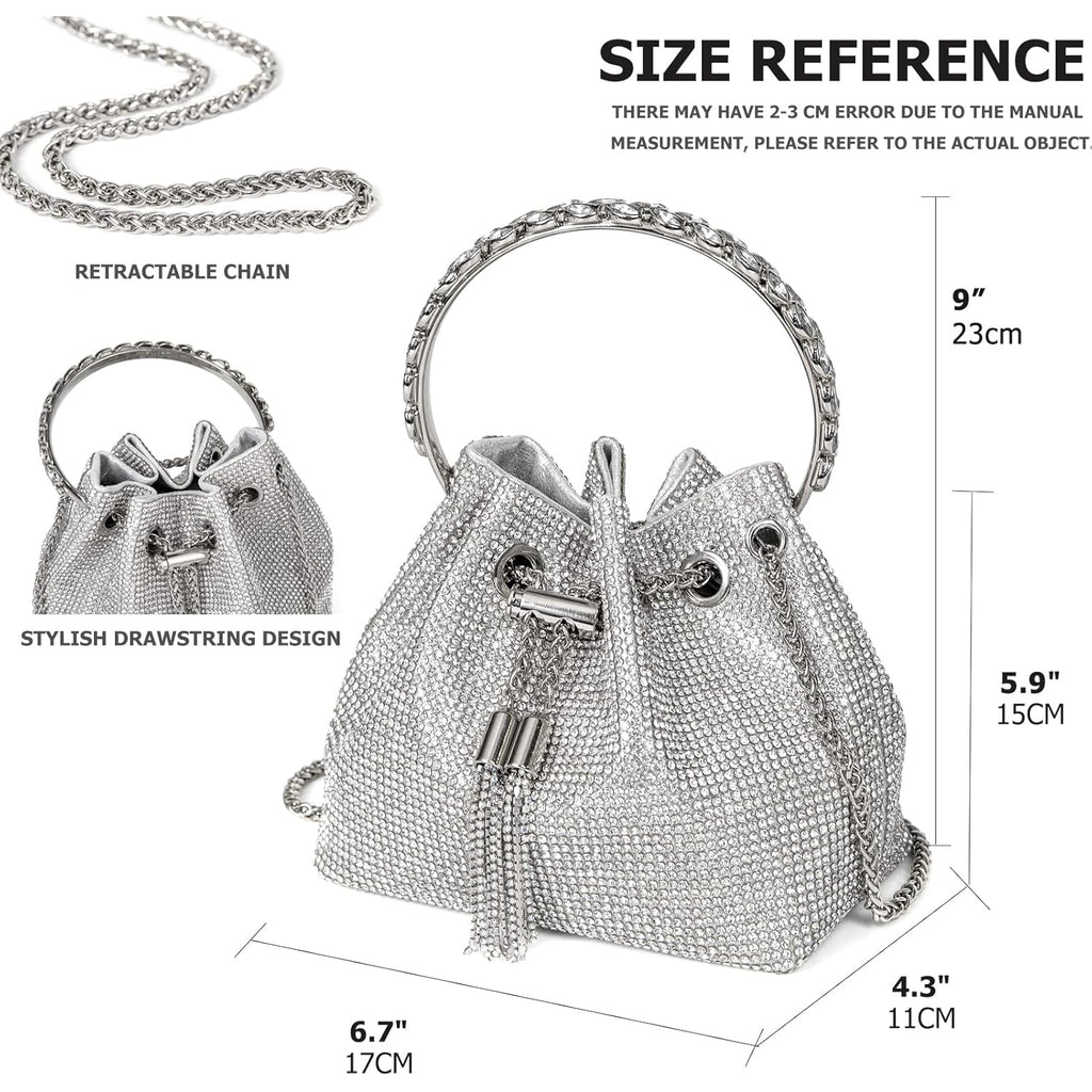 Sweetovo Bling Crystal Rhinestone Purse for Women Sparkly Clutch Handbag Crossbody Bag for Evening Wedding Party Prom