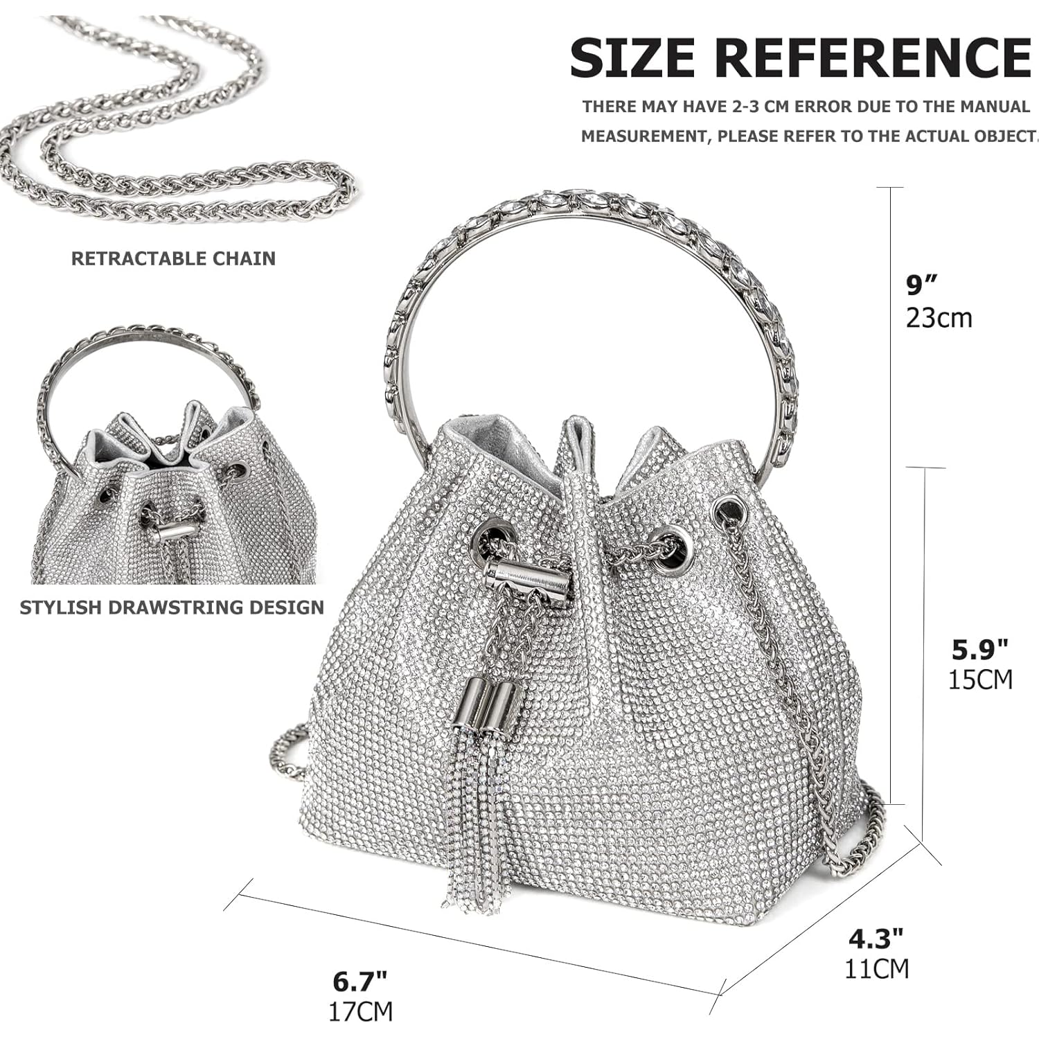 Sweetovo Bling Crystal Rhinestone Purse for Women Sparkly Clutch Handbag Crossbody Bag for Evening Wedding Party Prom