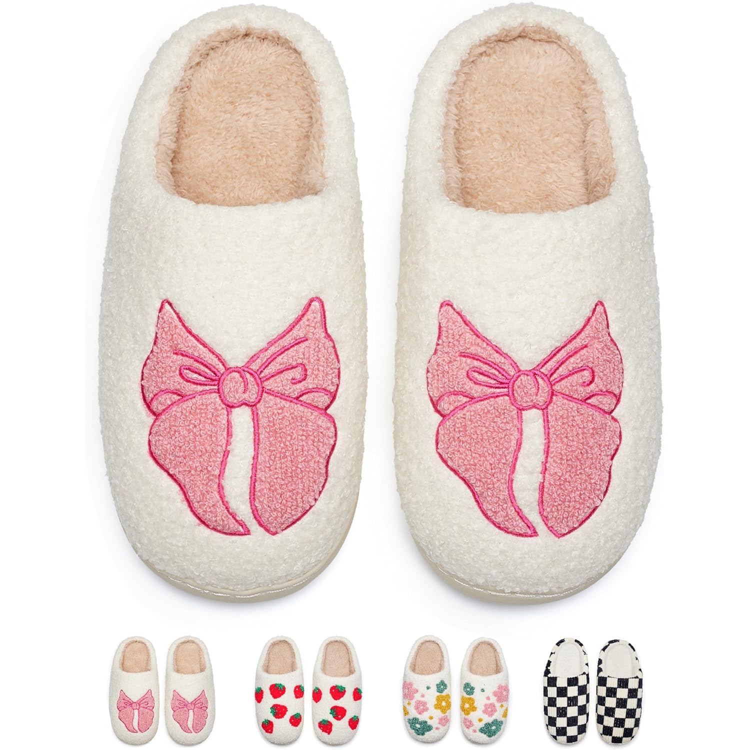 Cute House Slippers for Women Men Warm Cozy House Shoes Fuzzy Home Slippers with Memory Foam Indoor and Outdoor