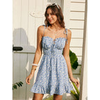 Cider Floral Dress For Women Summer Mini Sundresses Spaghetti Strap Cute Vacation Dresses Boho Casual Outfits