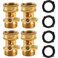 Brass Garden Hose Shut Off Valve, 4 Pack Heavy Duty 3/4 Inch Solid Brass Garden Hose Shut Off Valve With 4 Extra Rubber Washers