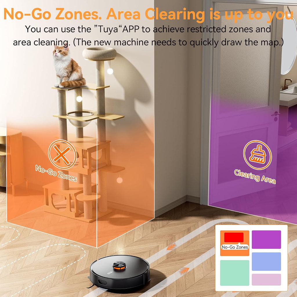 Robot Vacuum And Mop Combo, 90-Day Self-Emptying, 10,000 Pa Suction, With Dtof & Laser Navigation & Smart Mapping, Anti-Tangle, 160-Min Runtime, Ideal For Hard Floors, Pet Hair & Carpets