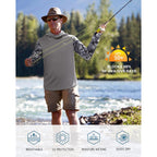 Fisheal Men'S Performance Fishing Hoodie Shirt - Upf 50+ Uv Sun Protection Long Sleeve Shirts With Mesh Face Mask