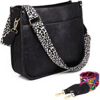 Vegan Leather Crossbody Bags For Women, Crossbody Purse With Guitar Strap Zipped Pockets Handbag Shoulder Bag