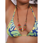 MINACHI Hippie Boho Colorful Ceramic Round Beads Strand Necklace, Bohemian Fashion Statement Jewelry Gift for Women