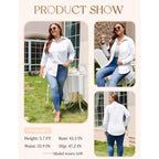 In'Voland Women'S Plus Size Button Down Shirts Long Sleeve Collared Casual Shirt Office Work Blouse Tops