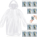 10 Pack Disposable Rain Ponchos For Adults, Card-Sized Emergency Ponchos Family Pack With Hood For Travel