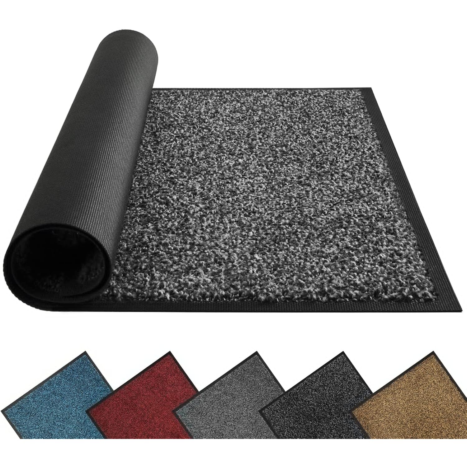 Super Absorbent Front Door Mat, 29.5" X 17", Non-Slip Washable Indoor Doormats, Low Profile Entryway Rug Outdoor, Dirt Resistant Welcome Mats For Front And Back Door Entrance, Grey