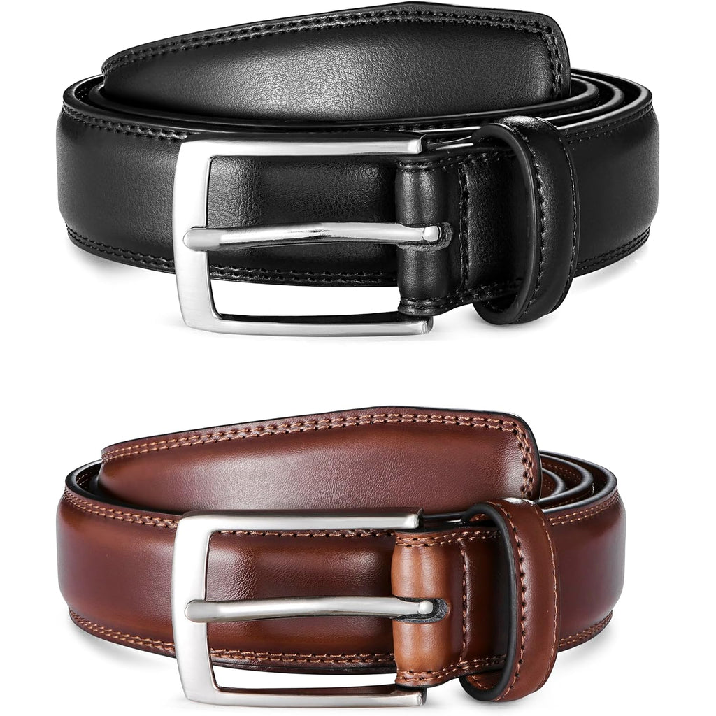 Men'S Leather Dress Belt 2Pack, Handmade, Genuine Leather, Fashion & Classic Designs For Work Business And Casual