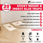 Mouse Traps, 20 Pack Pre-Baited Sticky Mouse Traps Indoor For Home, Non-Toxic Bulk Sticky Pads, Glue Traps For Rats, Bugs, Spider, Mice, Cockroach, Pet Safe, Easy To Use