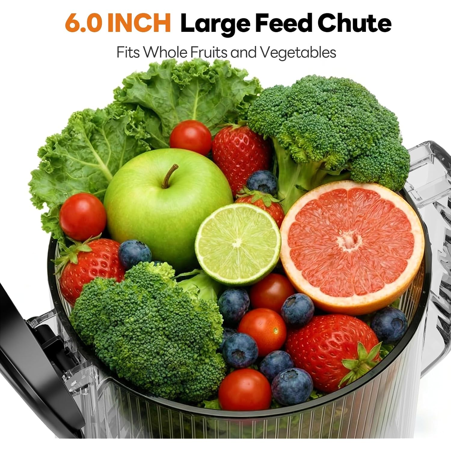 Aeitto Easy to Clean Juicer Machines With Filter-Free Design, 3-in-1 Cold Press Juicer (For Juice/Sorbet/Nut Milk), 6.0" Extra Large Chute For Whole Fruits & Vegetables, Large Capacity, With Pusher