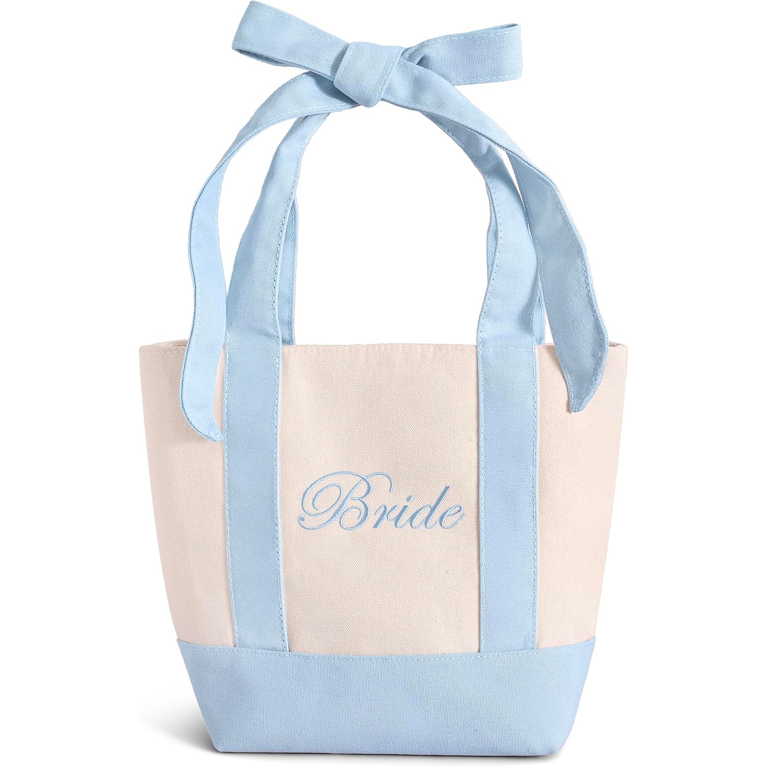 Bride Tote Bag With Bow | Embroidered Canvas Mini Tote | Bachelorette Gift For Bride To Be, Bridal Shower, Engagement Gift