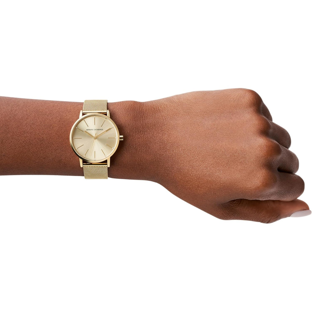 A|X Armani Exchange Three-Hand Stainless Steel Mesh Watches For Women, Women'S Gold Watch