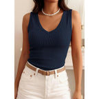 PRETTYGARDEN V Neck Tank Tops for Women Summer Outfits 2026 Ribbed Knit Slim Fit Sleeveless Shirts Casual Basic Camisole Vest