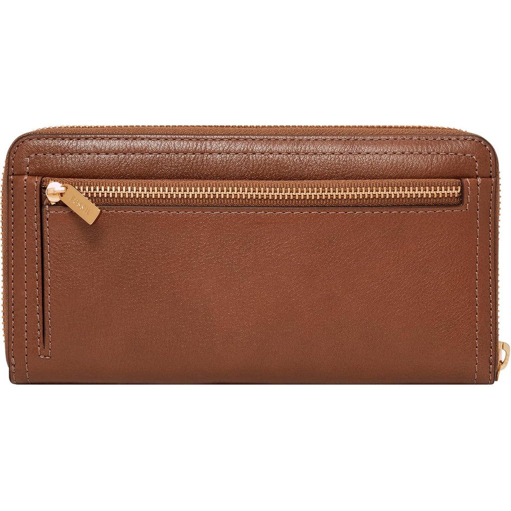 Fossil Women'S Logan Leather Rfid-Blocking Zip Around Clutch Wallet With Wristlet Strap For Women