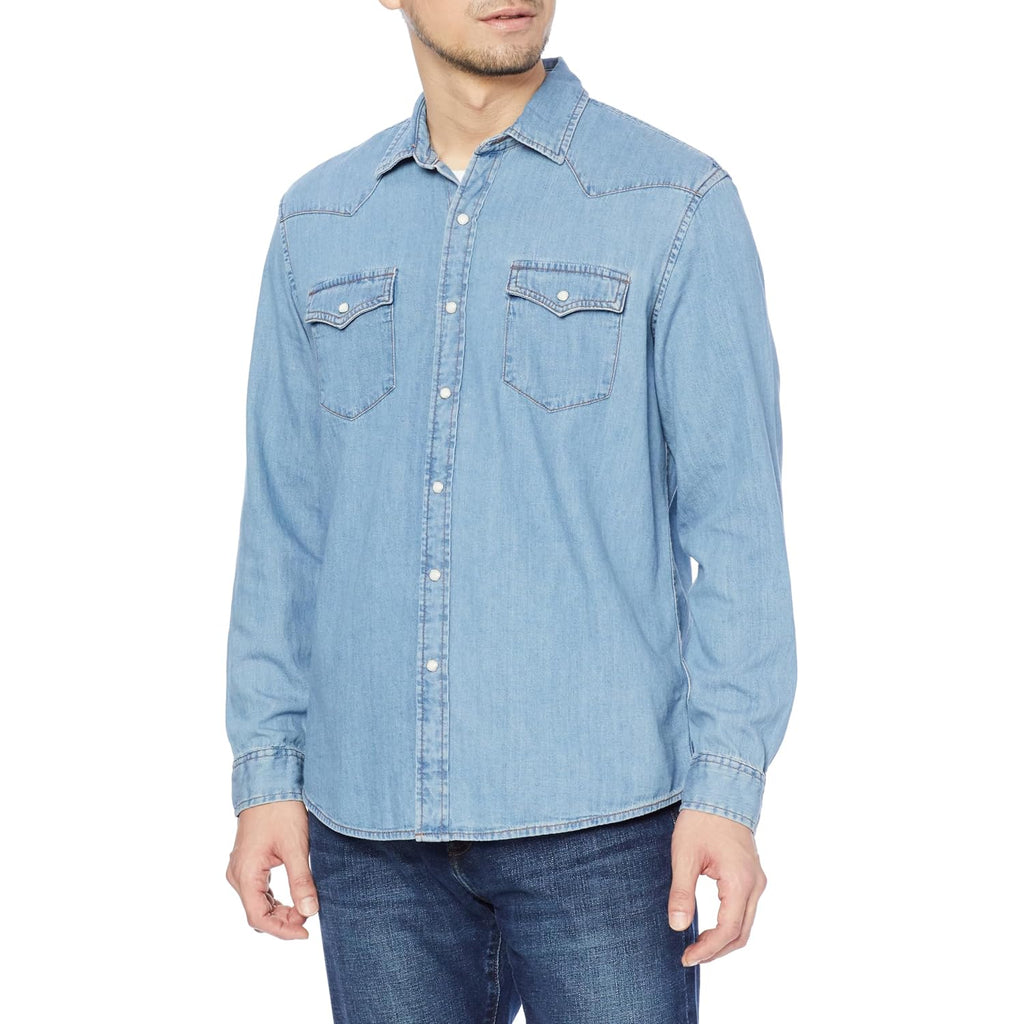 Amazon Essentials Men'S Long Sleeve Denim Shirt, Regular-Fit
