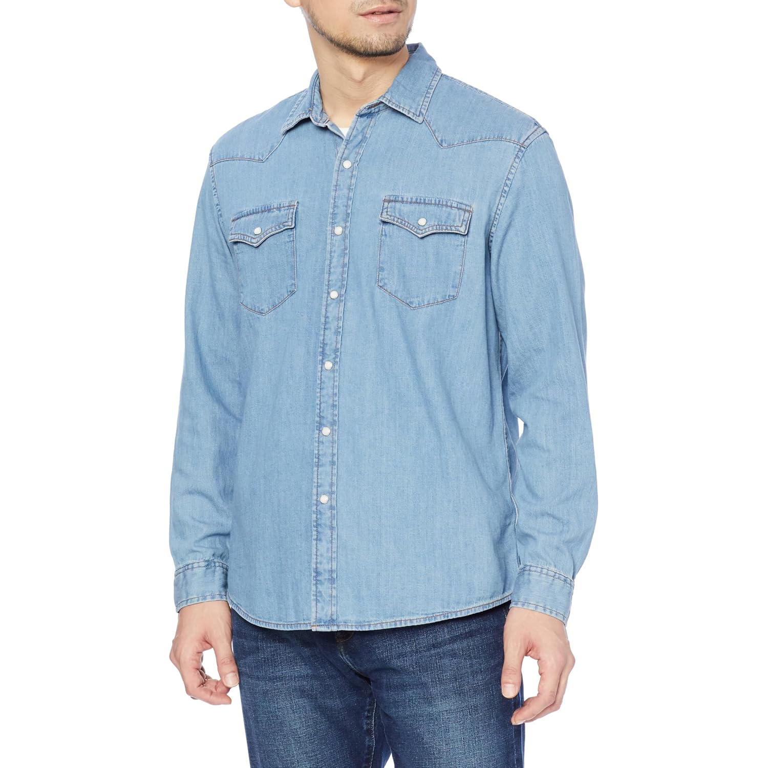 Amazon Essentials Men'S Long Sleeve Denim Shirt, Regular-Fit