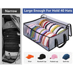 Hat Storage For Baseball Caps, Large Holds Up To 40 Caps Wide Hat Organizer For Closet Snapback Holder, Grey