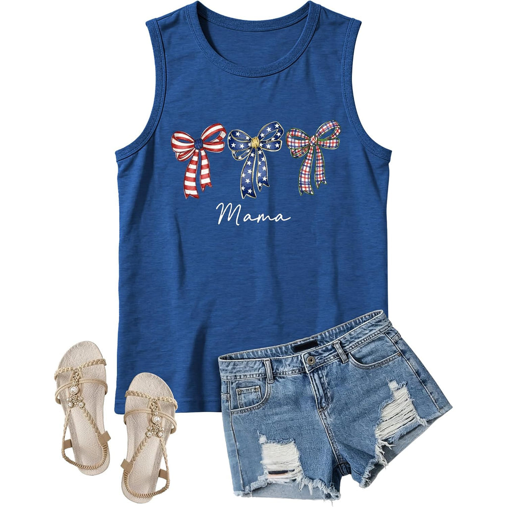 4th of July Flag Tank Tops Women-Floral American Flag Tops Patriotic Sleeveless Shirt Red White Blue Tank Top