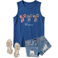 4th of July Flag Tank Tops Women-Floral American Flag Tops Patriotic Sleeveless Shirt Red White Blue Tank Top