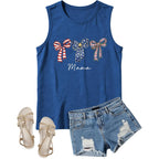 4th of July Flag Tank Tops Women-Floral American Flag Tops Patriotic Sleeveless Shirt Red White Blue Tank Top