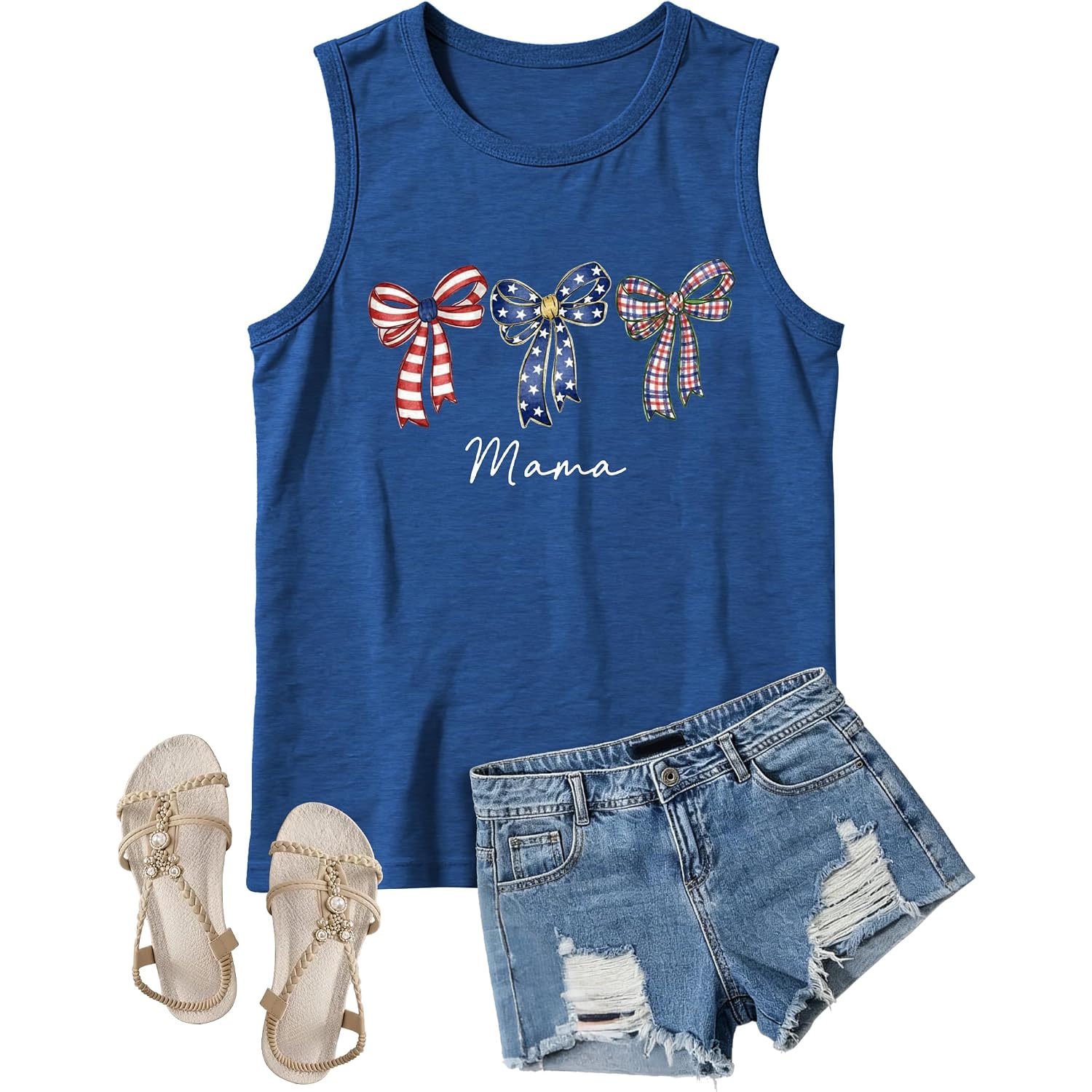 4th of July Flag Tank Tops Women-Floral American Flag Tops Patriotic Sleeveless Shirt Red White Blue Tank Top