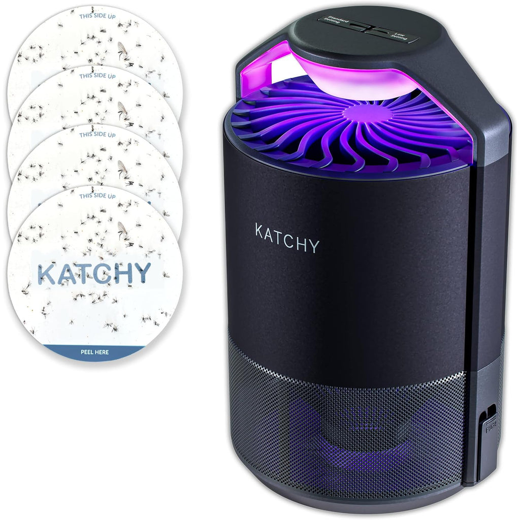 The Original Katchy Indoor Insect Trap - Fan Powered With Uv Light - Fruit Fly Traps For Indoors - For Fruit Flies, Gnats, Mosquitoes, Moths (Black)