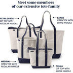 Lands' End Zip Top Long Handle Canvas Tote Bag
