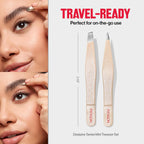 Revlon Designer Series Mini Tweezer Set, Hair Removal Tool Kit with Slant & Point Tips, Portable and Easy to Use, Made with Long Lasting Stainless Steel, 1 Count