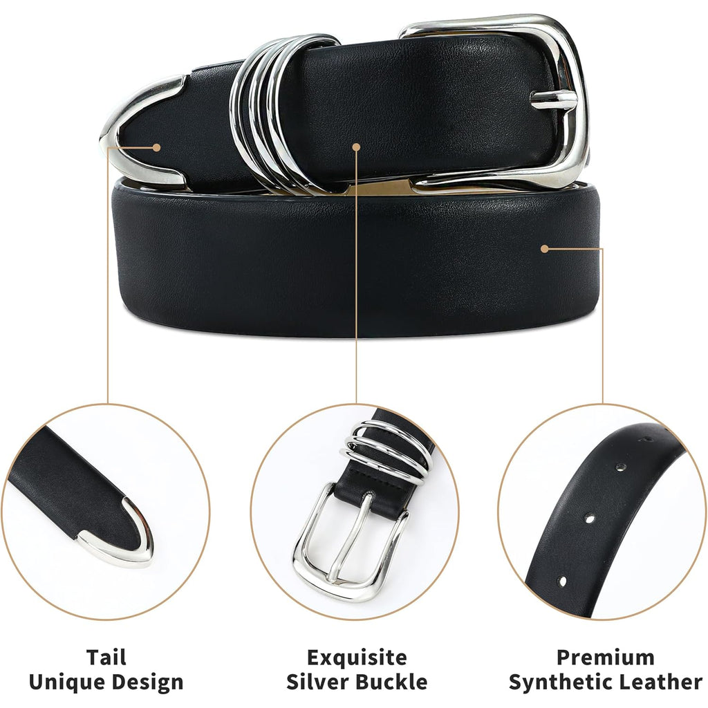 RISANTRY Women's Leather Belts with Gold Buckle Fashion Leather Waist Belt Elegant Ladies Belts for Jeans Gifts for Women