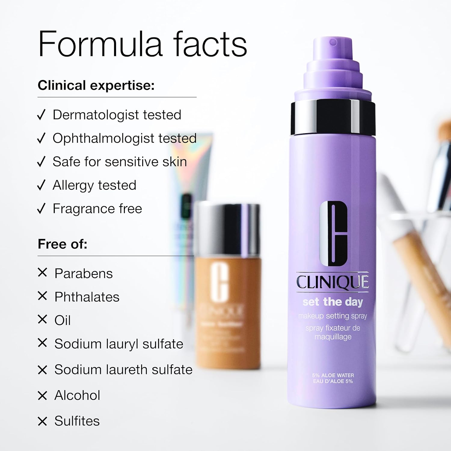 Clinique Set The Day Makeup Setting Spray With Aloe Water + Antioxidants | Sets Makeup All Day | Soothing + Hydrating | Alcohol-Free + Safe For Sensitive Skin