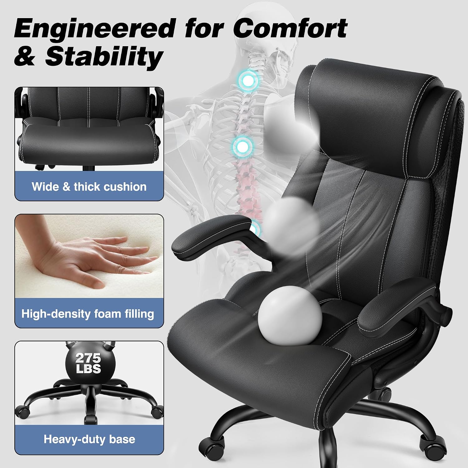 Ergonomic Office Chair, Desk Chair With Adjustable Lumbar Support