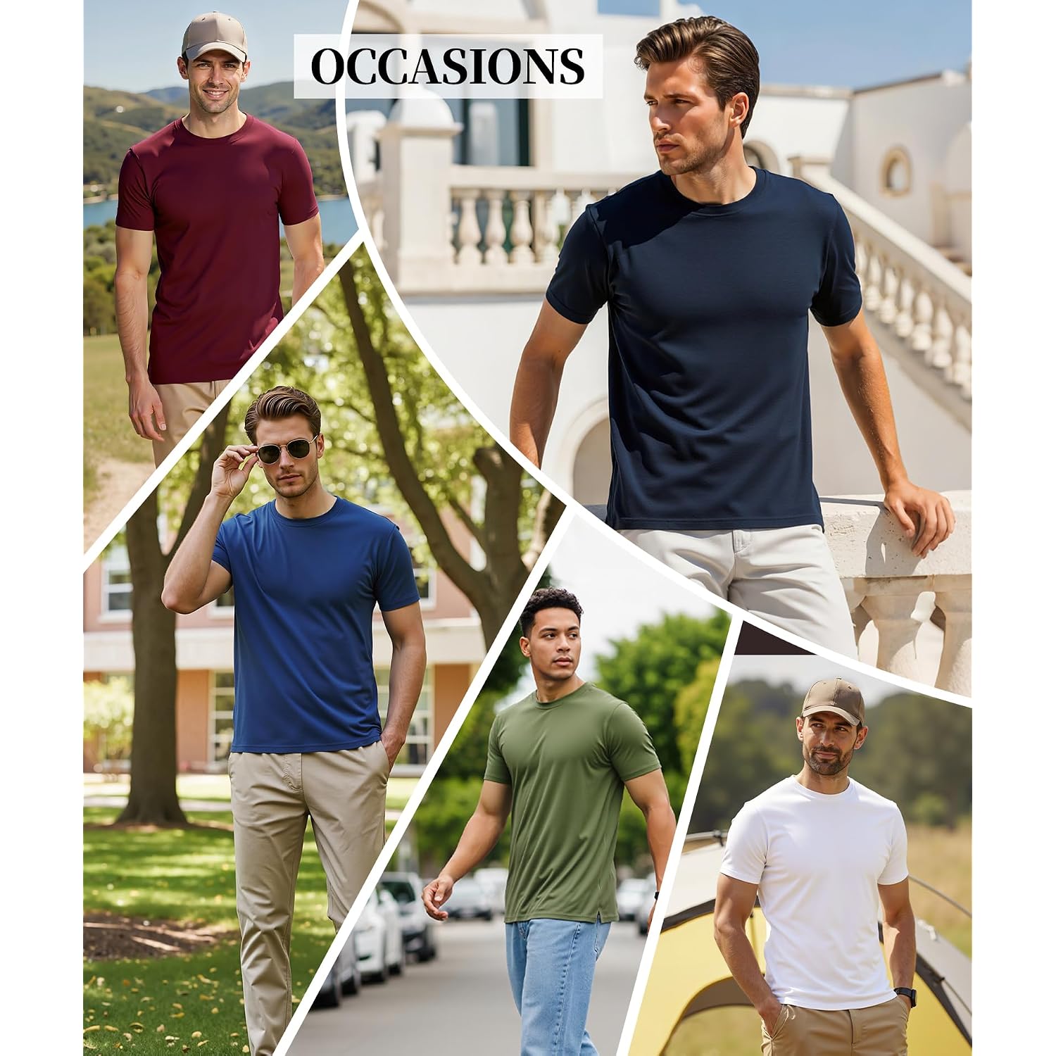 Little Beauty 5 Pack Men'S T-Shirts Crew Neck Short Sleeve Cotton Tee Casual Summer Tops