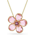 Swarovski Florere Necklace and Earrings Collection, Pink Crystals, Yellow Crystals, Gold Tone Metal Finish